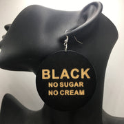Boucles d'oreilles en bois | Noir, sans sucre ni crème